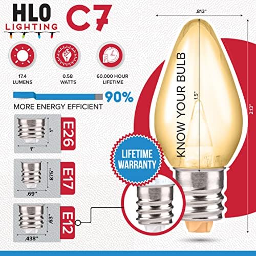Изход за празнично осветление LED Smooth C7 Sun Warm White Сменяеми коледни електрически крушки за контакти E12, энергоэффективный в търговската мрежа, 2 диодни крушки с мощност 0,58 W (LED). Опаковка от 500 крушки