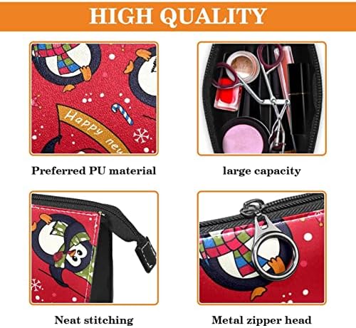 TBOUOBT козметични чанти за Жени, Косметичка За Пътуване, Аксесоари за Тоалетни Принадлежности, Органайзер, Коледен Пингвин Cartoony