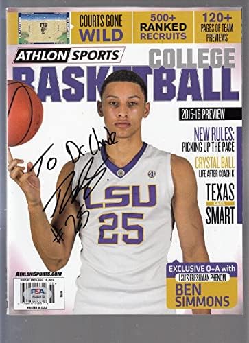 Бен Симънс подписа автограф влезете Athlon Sports Баскетбол през 2015 LSU PSA / DNA - Баскетболни топки колеж с автограф