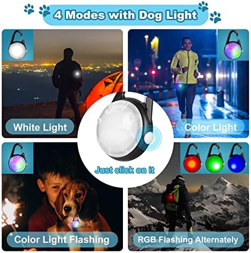 4 Режима на кучешки фенер за нощни разходки, Водоустойчив кученце фенер IP68, Высокоемкие Акумулаторни яки Куче за през нощта за фиксиране, Малки и леки куче яки Light Collars