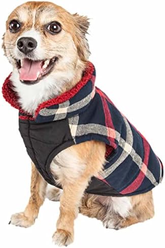 Палто за кучета в клетката Пет Life ® 'Allegiance' - Утепленная яке за кучета в клетка с Обратим кожа Шерпа - Зимни дрехи за кучета Малки и средни по размер