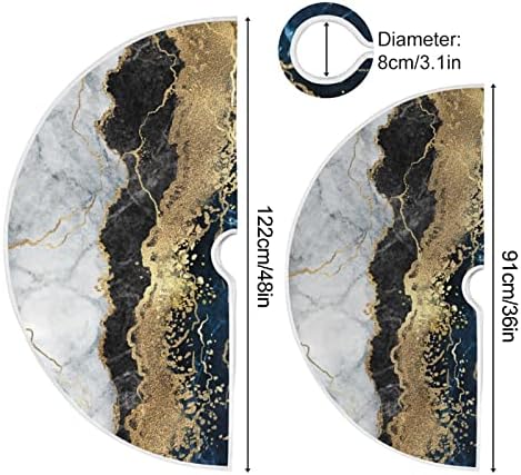 Oarencol Мрамор Син Бял Черен Глод Камък Изкуство Коледно Дърво Пола 36 инча Коледна Празнична Парти Коледа Мат Декорация