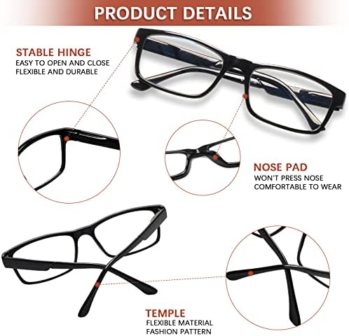 Ronecool Очила за четене за Жени/Мъже, Блокиране на Синя Светлина, Компютърни Очила за четене, Блокер на напрежение в очите, 6 Опаковки