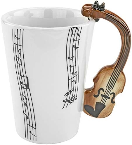 Доста странни новости, керамична чаша за цигулка, 8 грама, кафе, за музиканти, един размер, бяла, FON-10213
