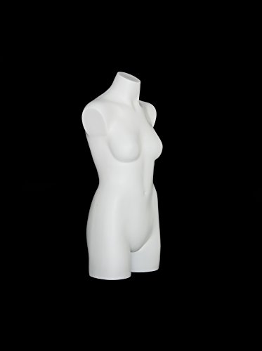 Женски манекен Newtech Display МЗГ-A4-3303/WHT 3/4, Поставка В комплекта не е включена, Височина 32,5, гърдите 34 инча, талия 27,5 инча, бедрата 36 инча, рамо до рамо, 15 инча, бял