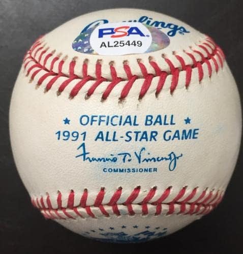 Роберто Аломар подписа договор с всички звезди бейзбол 1991 г., PSA COA - Бейзболни топки с автографи