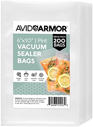 Вакуум опаковъчни торбички Запалените Armor размер на 200 халби 6x10 инча за запазване на хранителни продукти, запечатването на хранителни продукти Вакуумно пакетиране