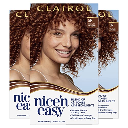 Перманентная боя за коса Clairol Nice'n Easy, средно-кестен цвят на косата 5R, опаковки от 3