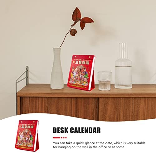 STOBOK 2023 Китайския календар е Година на Заека Китайски Календар Традиция Дневен Стенен Календар Индивидуална Страница На Ден, Календар за вашия офис Червен