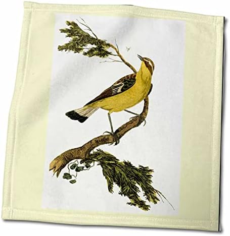 3D Изображение на Рози Флорен във викториански стил - Жълта птица На клона - Кърпи (twl-34940-1)