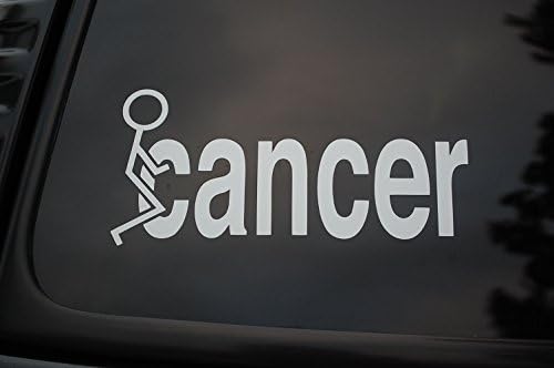 Vinyl Стикер с надпис F ck Cancer, Изберете Цвят! Розовата лента за информиране за рака на гърдата 7 Х 3,25 (V36) (Бял)