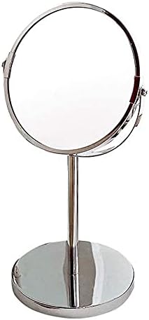 Тоалетен огледало ZHENGYYUU Огледало за грим, Десктоп Двустранно огледало с 3-кратно увеличение, Козметично огледало със завъртане на 360 °, Огледало за баня, Огледало за грим с подсветка (Цвят: сребърен размер: 6 инча)