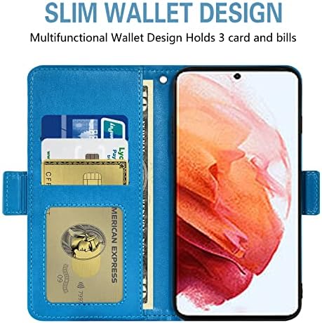 Съвместим с Samsung Galaxy S22 5G Чанта-портфейл и Защитно фолио за екран от закалено стъкло, Сгъваеми Аксесоари, Каишка за Китката, Притежател на кредитна карта, Стойка, Калъф за мобилен телефон, за да Gaxaly S 22