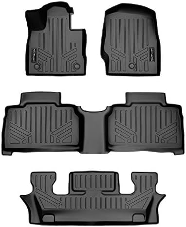 SMARTLINER Потребителски постелки за пода на 3-вграден комплект обшивки Черен Съвместима с 2020-2023 години е Съвместим с Ford Explorer е Подходящ само за 6 места модели С 2-та редица седалки ковшеобразных