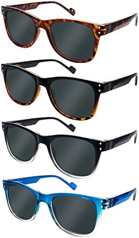 Слънчеви Очила за четене SUNVOES, 4 опаковки, Дамски Слънчеви Очила за четене с пружинным тръба на шарнирна връзка, защита от uv 400, Полнообъективные Слънчеви Очила за четене - НЕ Бифокални