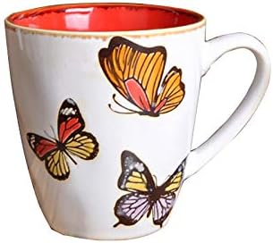 керамични Кафеена Чаша с Пеперуда, Ръчно изработени в 11 грама за Жените, Отличен Подарък Кафеена чаша (червен)