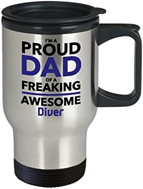 Горд баща на Зашеметяващ кафе чаши Diver Travel, Подарък за Деня На Бащите За татко От Son Daughter Kids
