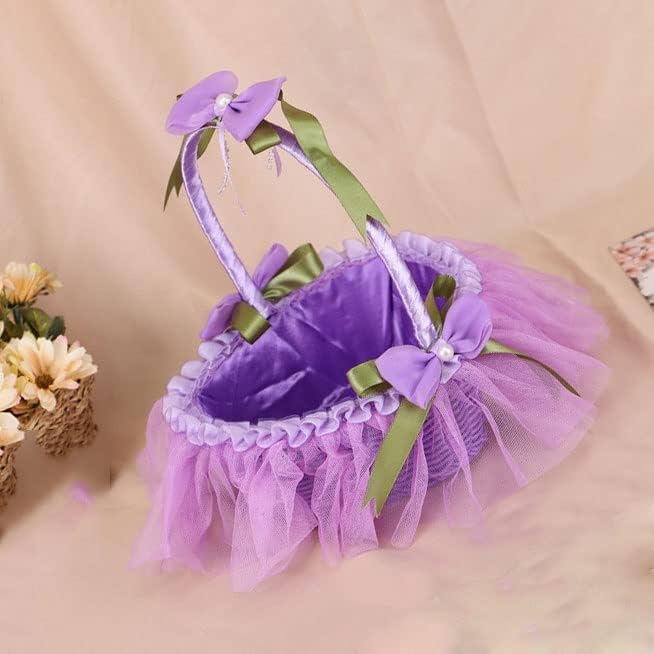 RAZZUM Красиви Сватбени Кошници С цветя, Ръчно изработени Сватбени Ръчни Дантелени Кошници С Цветя, Кошница За Съхранение на Сватбени Декорации