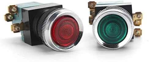 LYVI 25 мм 1NO1NC Незабавен Пластмасов бутон превключвател DPST 6 Винта 5A Мощност 380 В Червено-зелен (Цвят: червен LA19)