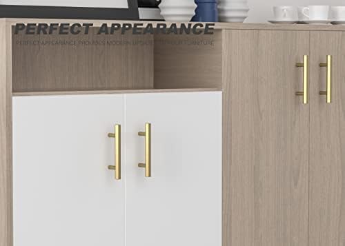RZDEAL Дръжки на Кухненски шкаф от плътен Месинг, Матови Златни Декоративни Дръжки за съвременния шест двустранен шкаф (Центрове за дупки: 2-1/2(64 мм))