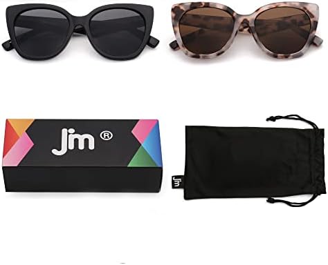 JM 2 Опаковки Класически Бифокальных Очила за Четене на Големи Стилни Слънчеви Очила Cateye Readers за Жени + 2,5