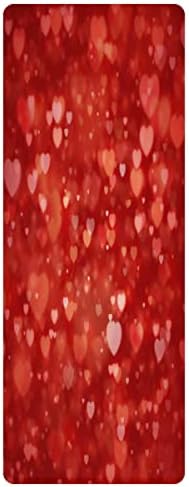 Сиянието Love Heart Червено килимче за йога Сгъваем Пътен подложка за фитнес и упражнения Сгъваема подложка за йога за всички видове йога, пилатес и упражнения върху пода (72 Д х 26,8 W х 2 мм дебелина)