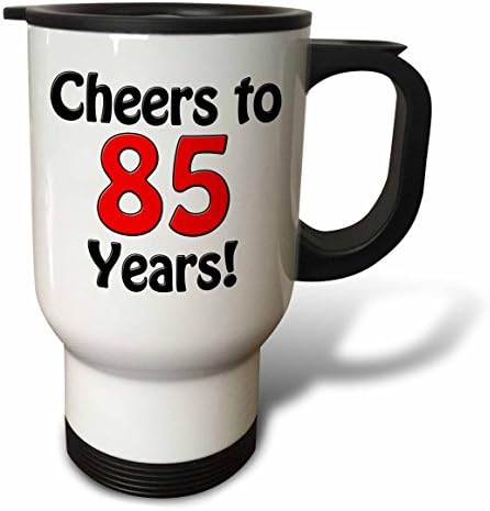 3dRose Наздраве to 85 Years Червена Пътна чаша от Неръждаема Стомана, 14 грама, Бяла