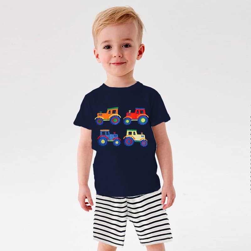 DDSOL/ Облекло за Малки Момчета, Тениска, Летни Дрехи За деца, Ризи с къси ръкави и Детски къси Панталони, Комплект от 2 теми от 2 до 7 Години