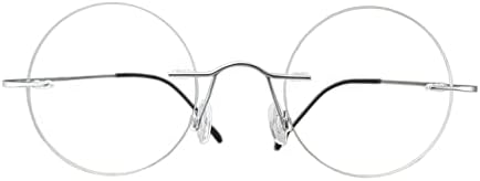 Circleperson Титанов Очила за четене Без рамки Реколта Малки Кръгли 43-22-145 Филтър за синята светлина Поликарбонатни лещи