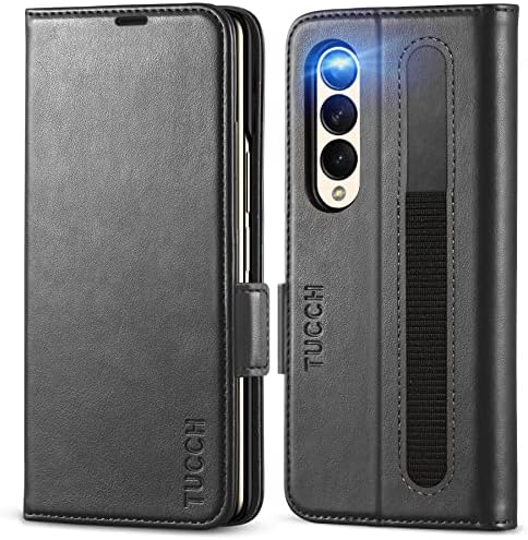 Чантата TUCCH Case за Galaxy Z Fold4 5G, Защитен калъф от изкуствена кожа с притежателя на S Pen [Заключване на RFID] [Издръжлив КОМПЮТЪР] [Слот за карти] Поставка за гледане, Флип-фолио, съвместим с Galaxy Z Fold 4