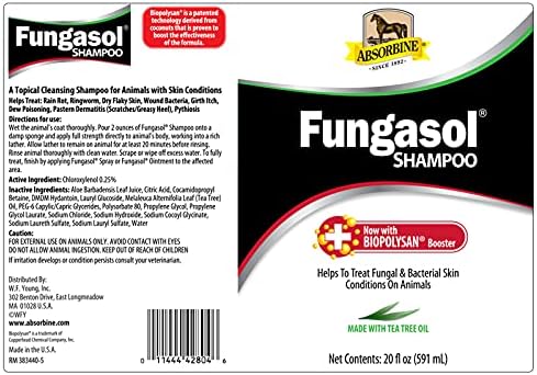 Впитывающий шампоан Fungasol за лечение на кожни заболявания коне, 20 грама