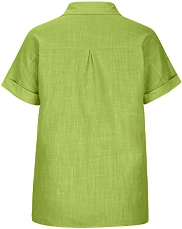 Летни Потници за жени 2023, Модни Однотонная Риза с Копчета, Дамски Свободна Тениска с V-Образно деколте, Блуза, Блузи #1