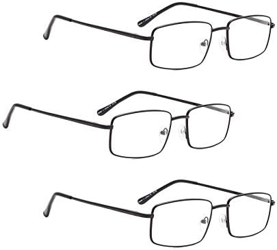LUR 3 опаковки на метални очила за четене + 7 опаковки очила за четене без рамки (общо 10 двойки ридеров + 1,00)