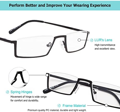 LUR 3 опаковки на метални очила за четене в полуободке + 3 опаковки очила за четене без полуободки (само 6 двойки ридеров + 1,75)
