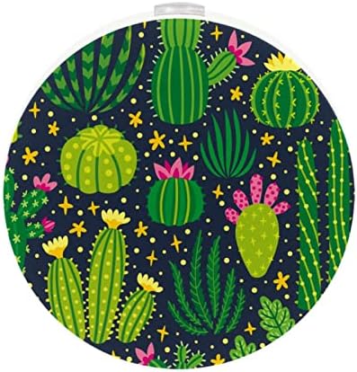 2 Бр. Plug лека нощ LED Night Light Cactus с Датчик от Здрач до Зори за Детска стая, Детска, Кухня, Коридор