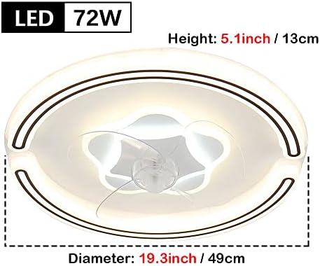YVAMNAD Nordic Невидим Тъпо Вентилатор на Тавана с Осветление Умен Модерен Led Вентилатор, За помещения плафониери Спалня Хол Трапезария и ултра-тънък Вентилатор 3 Цвята 3 Прехвърляне на Скоростта на Вятъра се Вентилатор