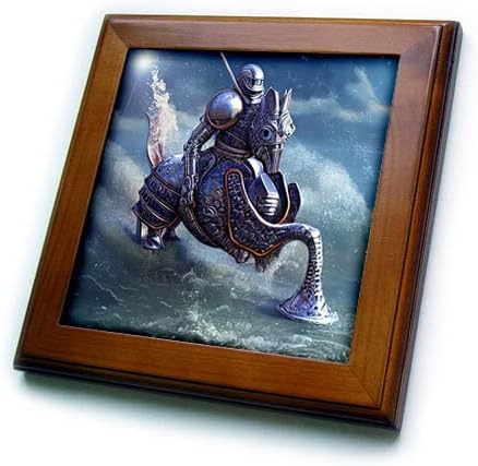 3D-Забавен рицар - футуристичен рицар на морския билото в океана. - Плочки, в рамката (ft-374813-1)
