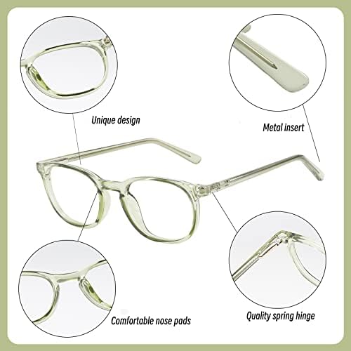 KSSESSE 4 Опаковки Очила за четене за Жени И Мъже, Овални Ридеры, Блокиране на Синя Светлина, с Пружинным тръба на шарнирна Връзка