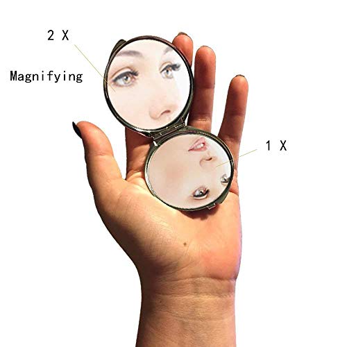Огледало, Компактно огледало, Карманное огледало под формата на мандариновой рибки, джобно огледало с увеличително стъкло 1 X 2X