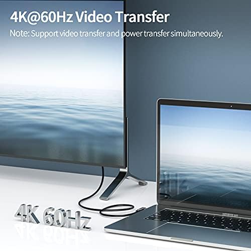 USB кабел C-USB C 10 метра под ъгъл от 90 градуса 3.1 Gen 2, кабел за монитор с видеовыходом iChanko USB C 10 Gbit/с 4K, бързо зареждане на PD мощност 100 Вата, съвместим с Thunderbolt 3, Oculus Quest, MacBook Pro,