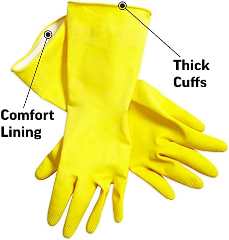 Ръкавици за почистване от естествен латекс Clean Guard, 3 двойки, за многократна употреба ръкавици за миене на съдове, жълт латекс, кухненски принадлежности, 3 опаковки