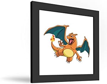 Trends Международна Галерия Pops Pokemon - Стенно изкуство Чаризарда, Версия в черна рамка, 12 x 12