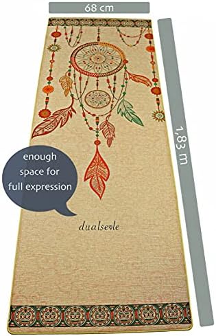 dualseele® Еко-килимче за йога Нескользящий от юта и естествен каучук, с каишка за носене на ръка от памук