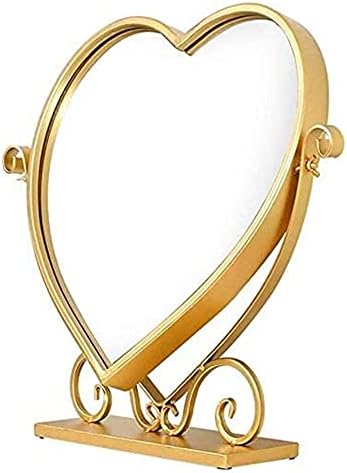 Огледало за грим KEKEYANG Огледало за грим, Желязо десктоп огледало в скандинавски стил, Може да се върти Творческа Декоративно Златното десктоп огледало HD (размер: 34 см) Огледало за тоалетка маса (размер: 38 см)