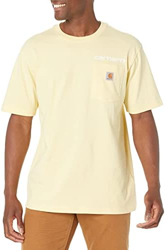 Изключителна мъжка риза Carhartt Свободно Намаляване в Тежка категория с Къс ръкав и Джоб с Графичен логото на Carhartt