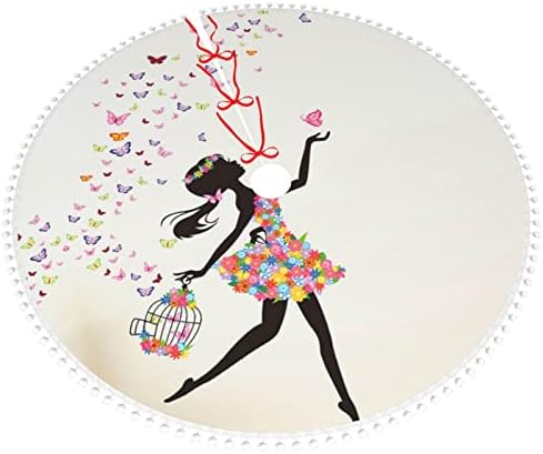 Момиче Танцува Пеперуда Пискюл Коледно Дърво Пола Декорация На Партита Елха Пола. Диаметър На 30/36/48 Инча