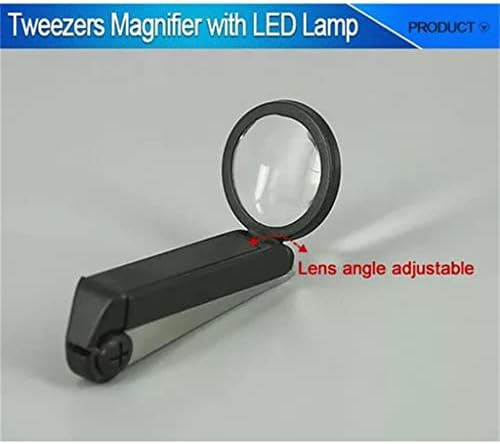 LXXSH Лупа за вежди с осветление, Сгъваеми пинсети за вежди, Преносима 10-кратна Лупа с осветление (Цвят: A, размер: 6 * 2,5 см)
