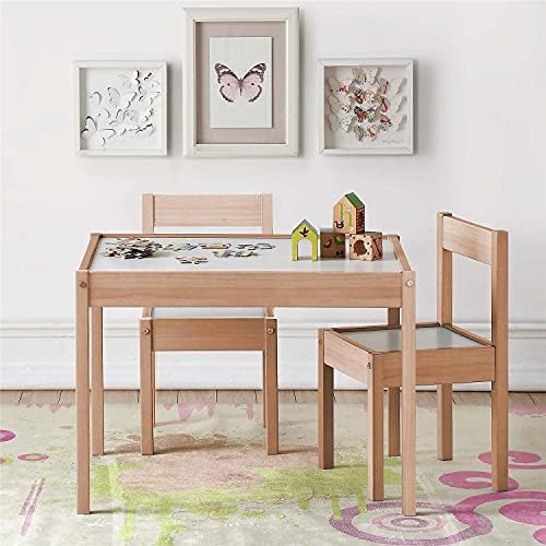 Детска маса и стол Baby Relax Хънтър от 3 теми, Натурален /Бяло Десертно Набор от