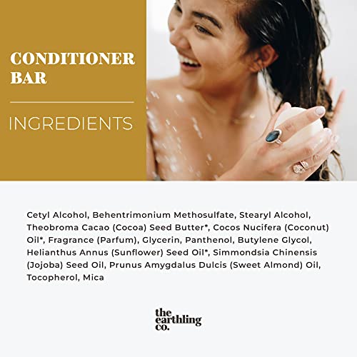 The Earthling Co. Conditioner Bar – Подхранващ балсам за коса на растителна основа за мъже, жени и деца - Веганская формула за всички типове коса – Без парабени, силикон и сулфати, с аромат на хладен бриз, 1,8 грама