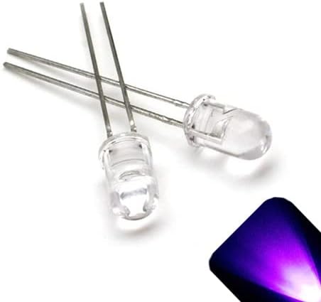 Светодиоди фара 12 в с кръгли прозрачни лещи 5 мм - UV /Purple led - Ултра - ярък Вграден /вътрешен резистор - 5-В, 6-В, 7-В, 8-В, 9, 10, 11, 13, 14, 15 (опаковка от 50)